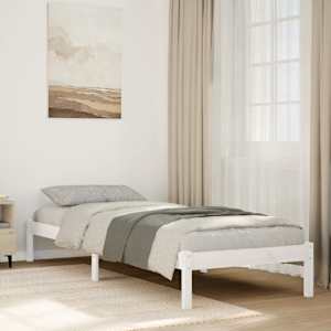 Prodloužený rám postele bez matrace bílý 100 x 210 cm borovice - obrázek 1