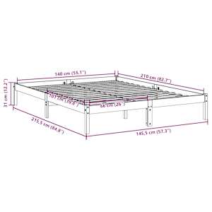 Prodloužený rám postele bez matrace 140 x 210 cm borovice - obrázek 9
