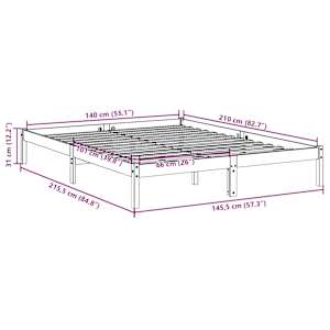 Prodloužený rám postele bez matrace bílý 140 x 210 cm borovice - obrázek 9