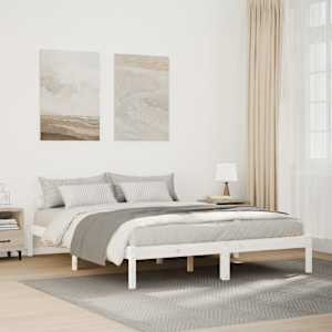 Prodloužený rám postele bez matrace bílý 140 x 210 cm borovice - obrázek 1