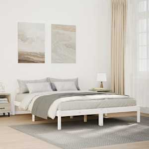 Prodloužený rám postele bez matrace bílý 160 x 210 cm borovice - obrázek 1