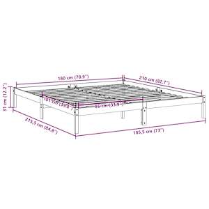 Prodloužený rám postele bez matrace bílý 180 x 210 cm borovice - obrázek 9