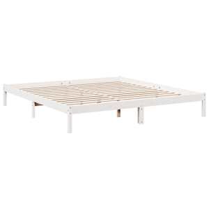 Prodloužený rám postele bez matrace bílý 200 x 210 cm borovice - obrázek 3