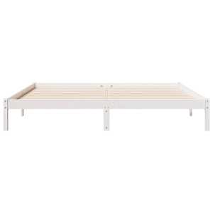 Prodloužený rám postele bez matrace bílý 200 x 210 cm borovice - obrázek 4