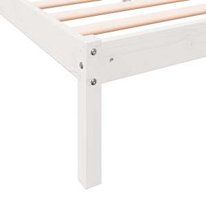 Prodloužený rám postele bez matrace bílý 200 x 210 cm borovice - obrázek 7