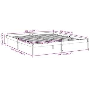 Prodloužený rám postele bez matrace bílý 200 x 210 cm borovice - obrázek 9