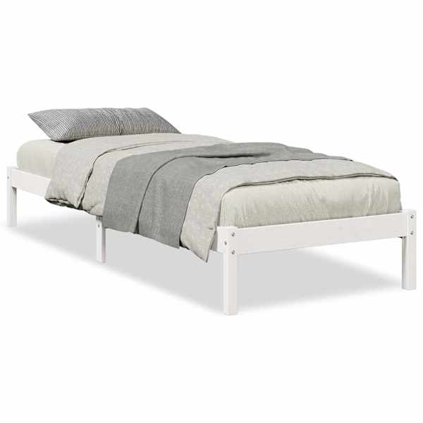 vidaXL voodiraam ilma madratsita, valge, 80x220 cm, m&auml;nnipuit
