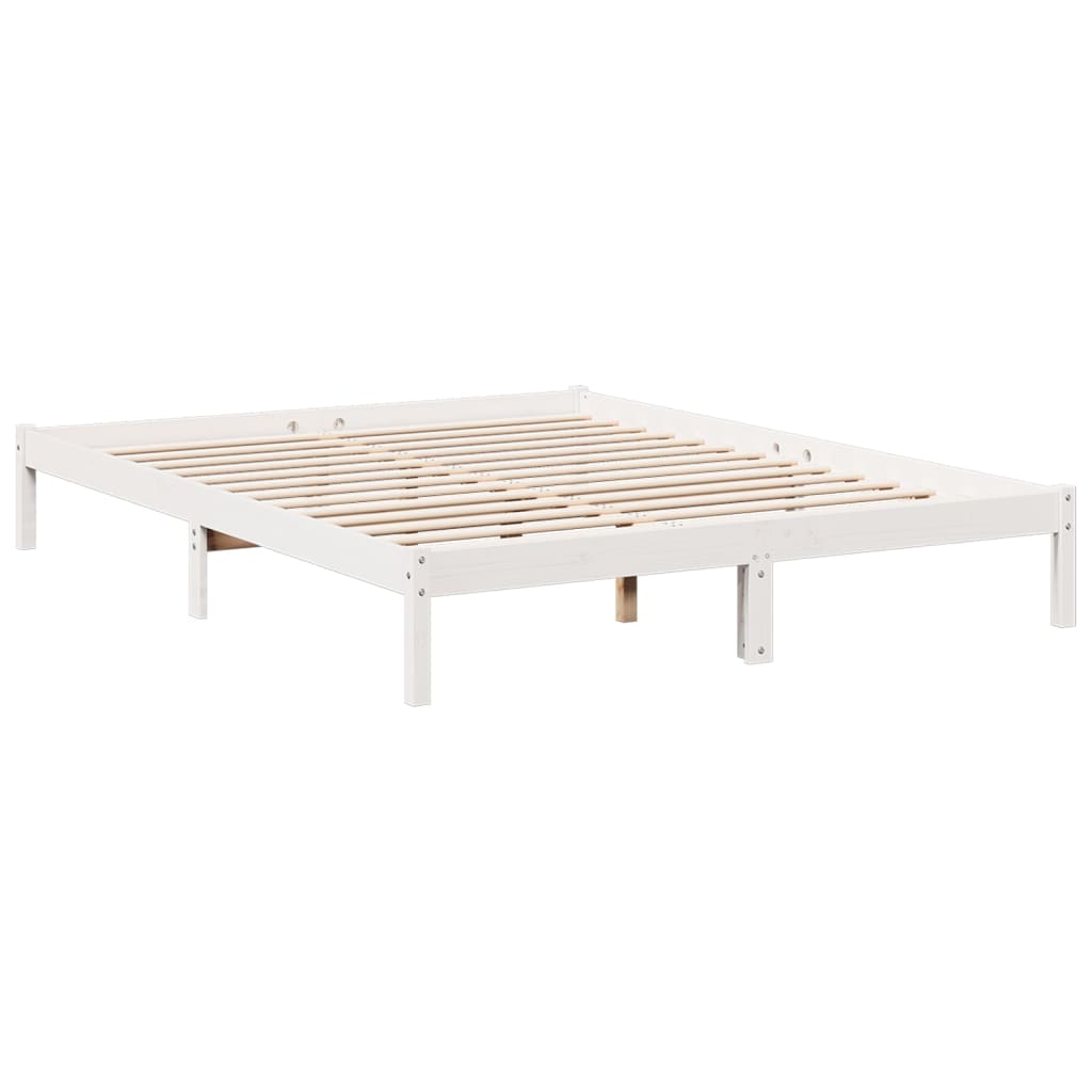 vidaXL Bedframe extra lang zonder matras grenenhout wit 140x220 cm afbeelding