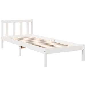 Prodloužený rám postele bez matrace bílý 100 x 210 cm borovice - obrázek 3