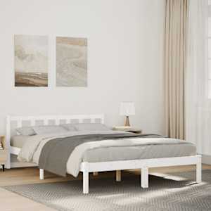 Daljši posteljni okvir brez vzmetnice bel 160x210 cm borovina