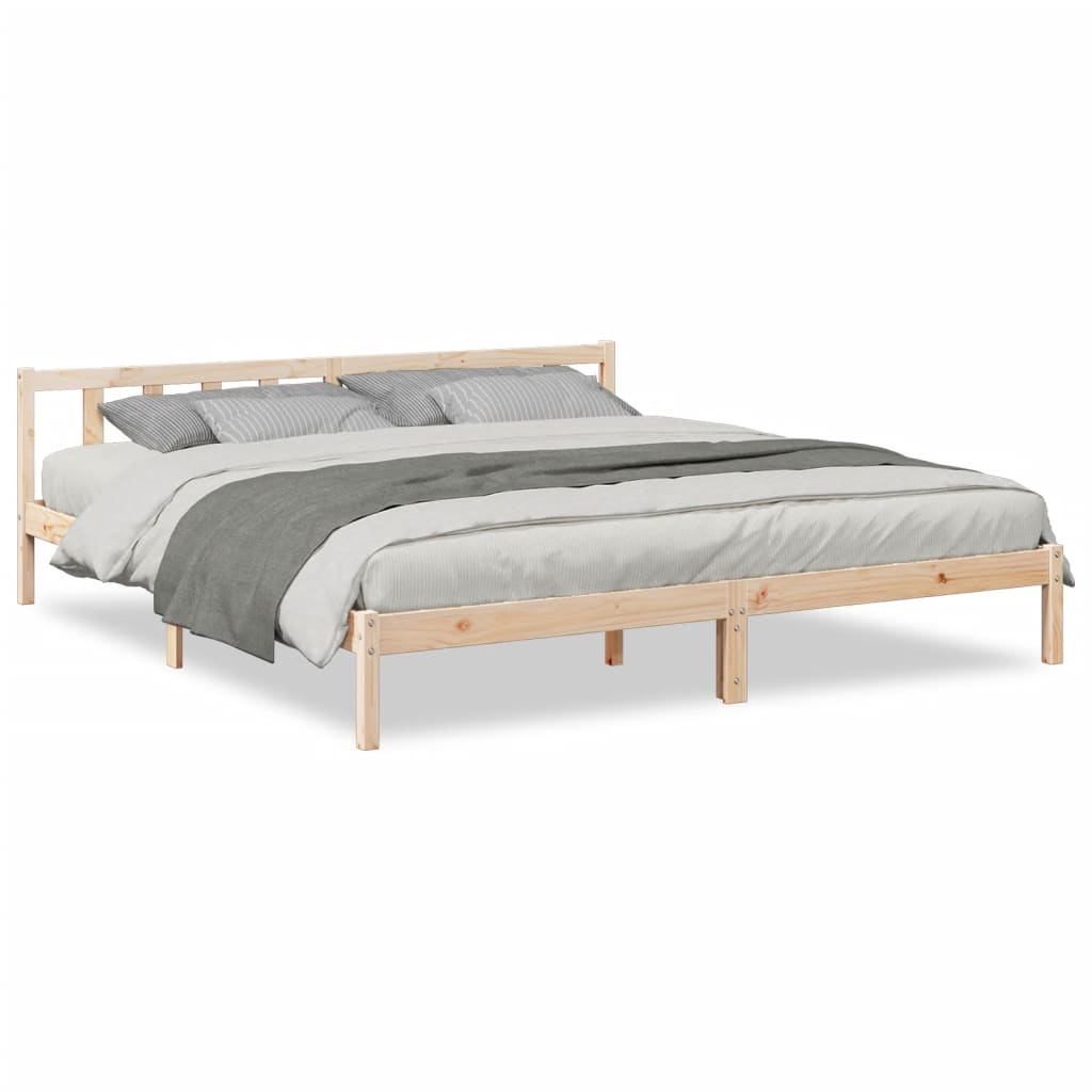 vidaXL Bedframe extra lang zonder matras massief grenenhout 180x210 cm bruin, foto 3