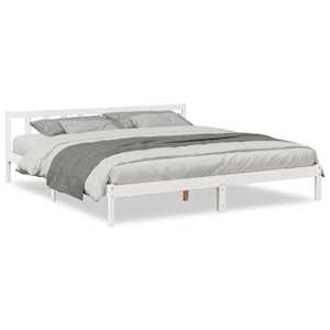 Prodloužený rám postele bez matrace bílý 180 x 210 cm borovice - obrázek 2