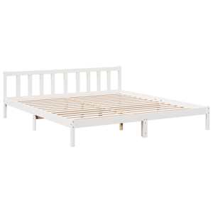 Prodloužený rám postele bez matrace bílý 180 x 210 cm borovice - obrázek 3