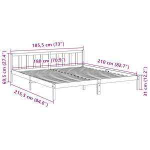 Prodloužený rám postele bez matrace bílý 180 x 210 cm borovice - obrázek 9