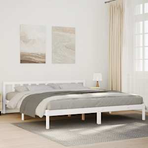 Prodloužený rám postele bez matrace bílý 180 x 210 cm borovice - obrázek 1