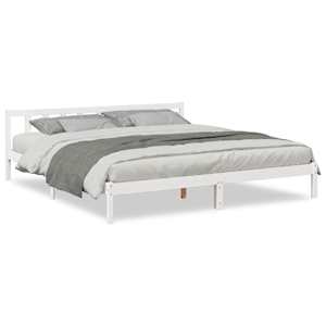Prodloužený rám postele bez matrace bílý 200 x 210 cm borovice - obrázek 2