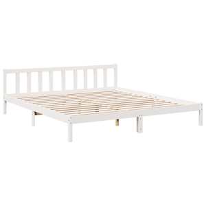 Prodloužený rám postele bez matrace bílý 200 x 210 cm borovice - obrázek 3