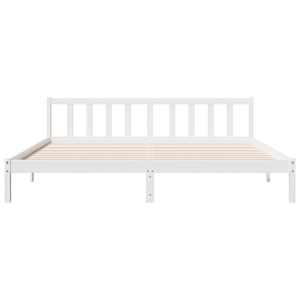 Prodloužený rám postele bez matrace bílý 200 x 210 cm borovice - obrázek 4