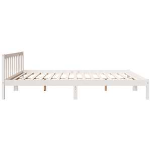 Prodloužený rám postele bez matrace bílý 200 x 210 cm borovice - obrázek 5