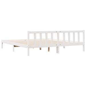 Prodloužený rám postele bez matrace bílý 200 x 210 cm borovice - obrázek 6