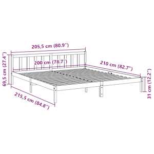 Prodloužený rám postele bez matrace bílý 200 x 210 cm borovice - obrázek 9