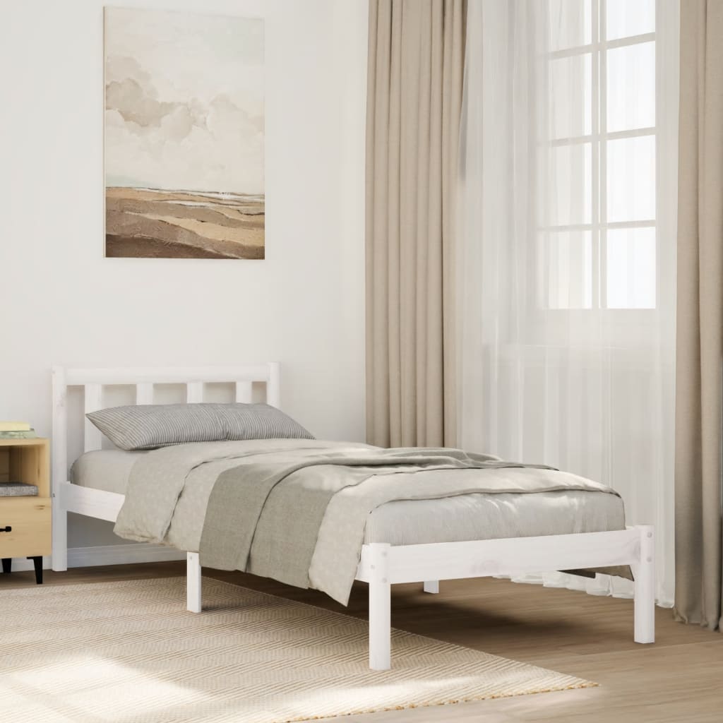 Photos - Bed VidaXL Extra Long  Frame without Mattress White 100x220 cm Solid Wood P 