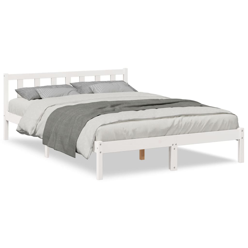 vidaXL Bedframe extra lang zonder matras grenenhout wit 140x220 cm, foto 3