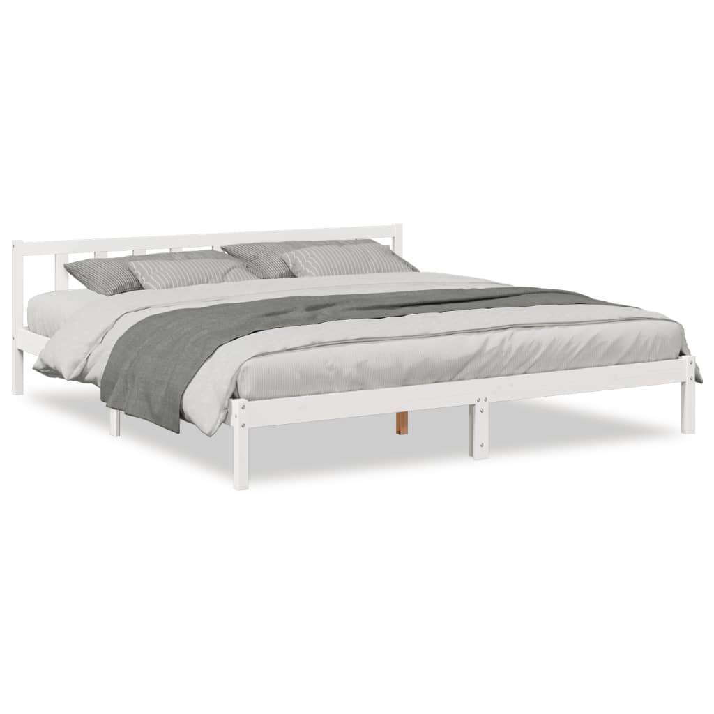 vidaXL Bedframe extra lang zonder matras grenenhout wit 180x220 cm, foto 3