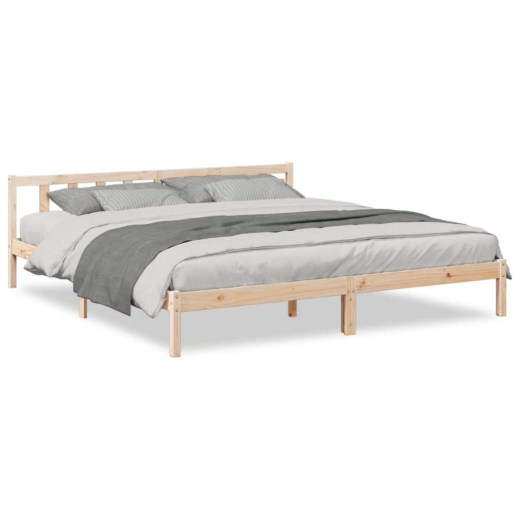vidaXL Bedframe extra lang zonder matras massief grenenhout 200x220 cm bruin, foto 3