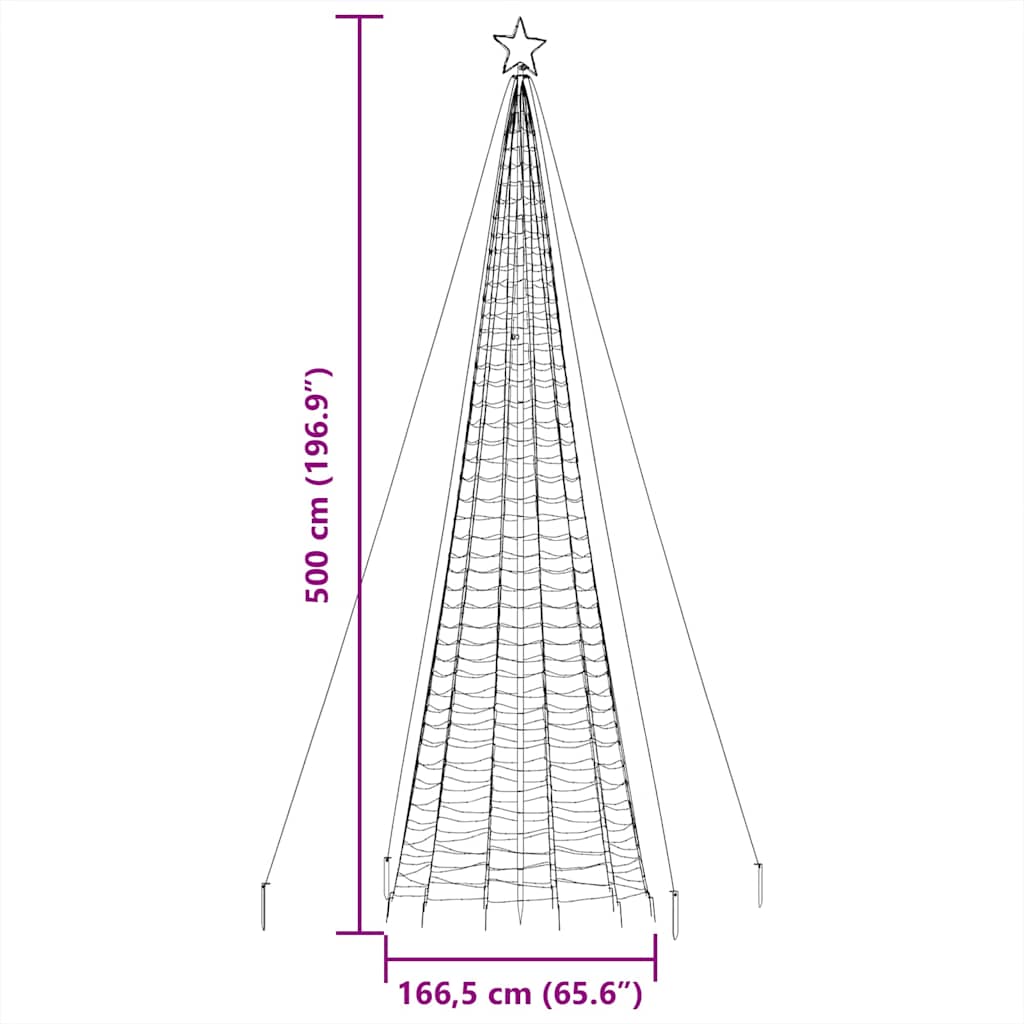 LED božično drevo z bodicami 1534 LED hladno bele 500 cm