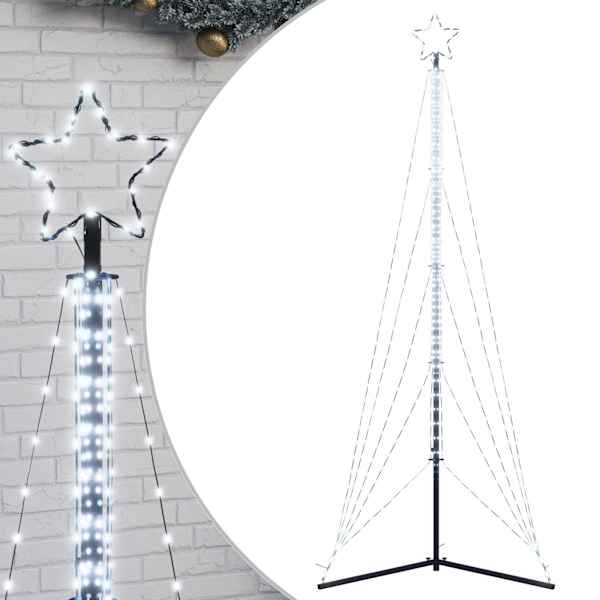 vidaXL LED j&otilde;ulupuu, 525 LEDi, k&uuml;lm valge, 302 cm