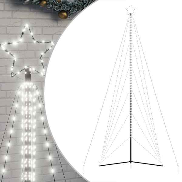 vidaXL LED j&otilde;ulupuu 861 LED k&uuml;lm, valge 478 cm