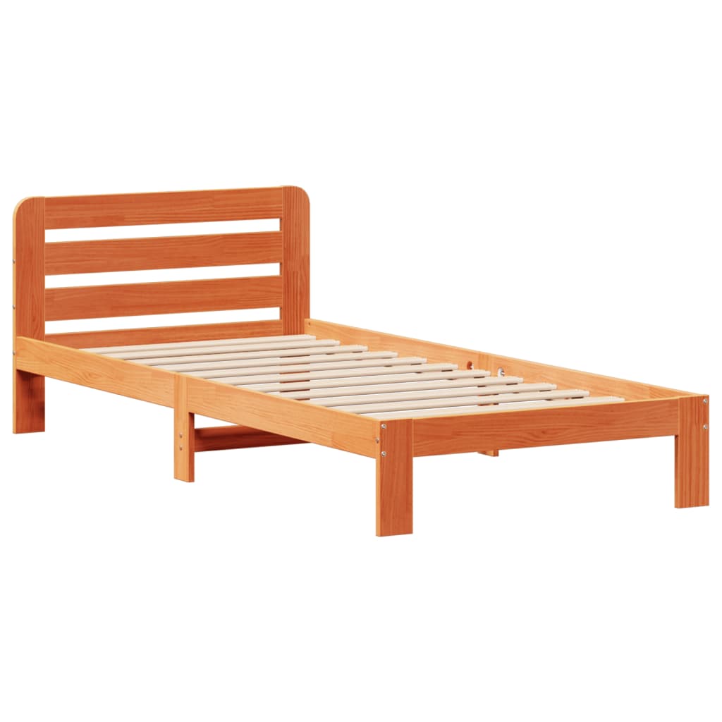 vidaXL Bedframe zonder matras massief grenenhout wasbruin 100x200 cm afbeelding