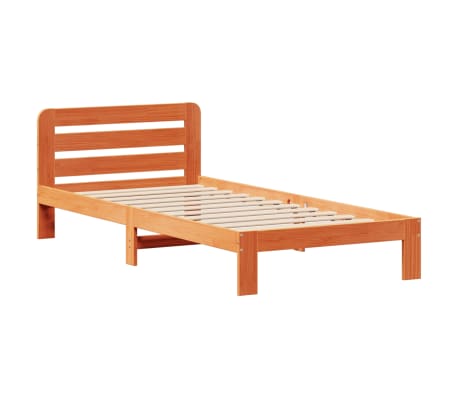 vidaXL Rúmgrind án Dýnu Vaxbrún 100x200 cm Gegnheil Fura