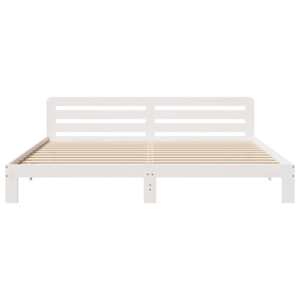 Postel bez matrace bílá 200 x 200 cm masivní borovice - obrázek 4