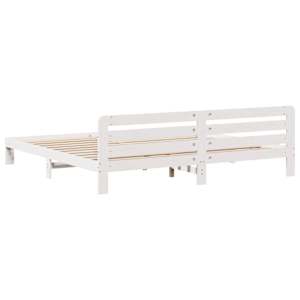 Postel bez matrace bílá 200 x 200 cm masivní borovice - obrázek 6