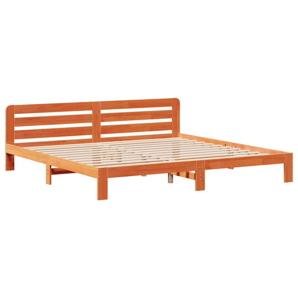 vidaXL Bedframe zonder matras massief grenenhout wasbruin 200x200 cm afbeelding