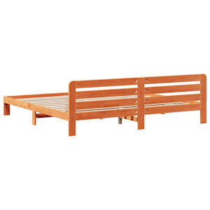 Postel bez matrace voskově hnědá 200 x 200 cm masivní borovice - obrázek 6