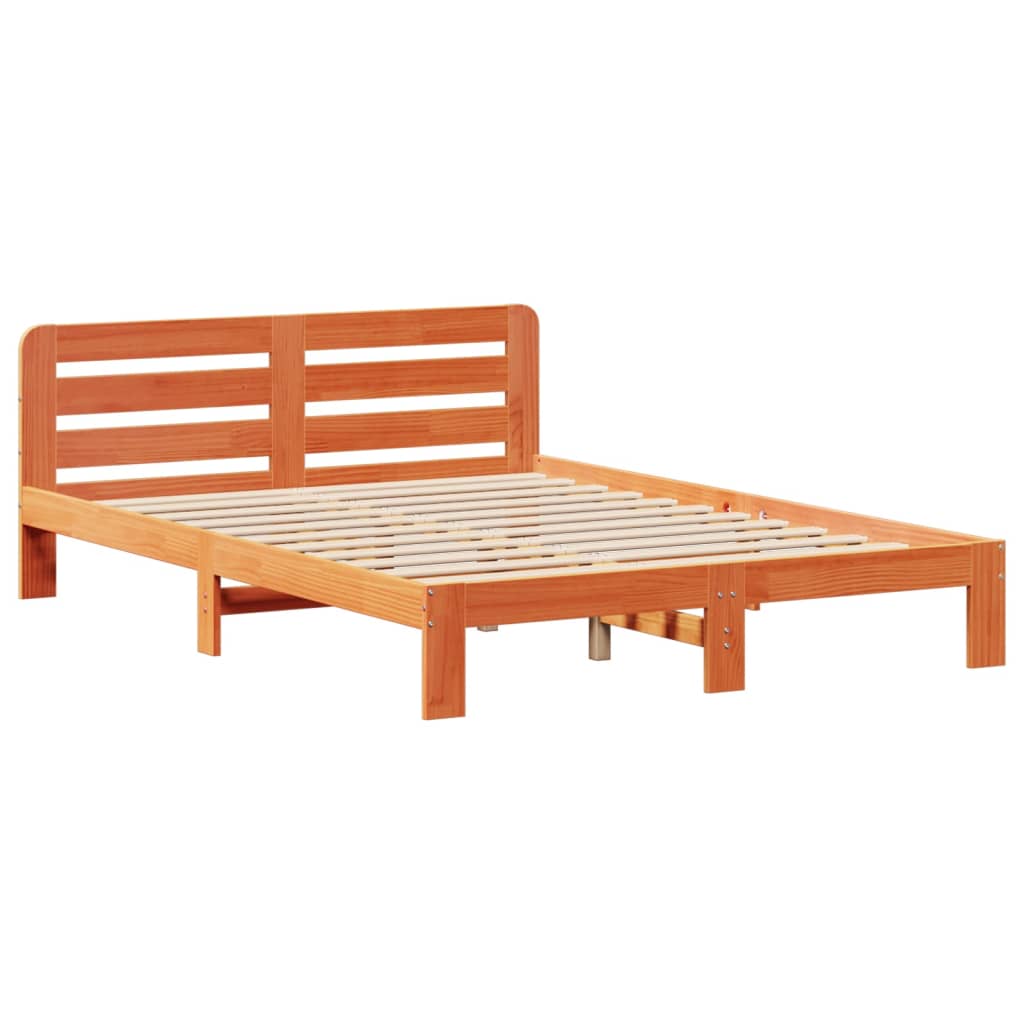 vidaXL Bedframe zonder matras massief grenenhout wasbruin 120x190 cm afbeelding
