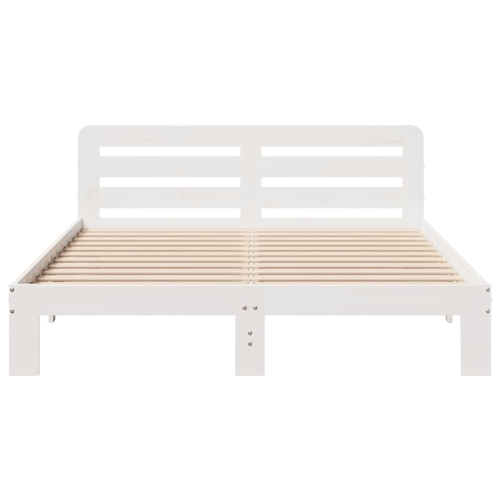 vidaXL Bedframe zonder matras massief grenenhout wit 135x190 cm, foto 4