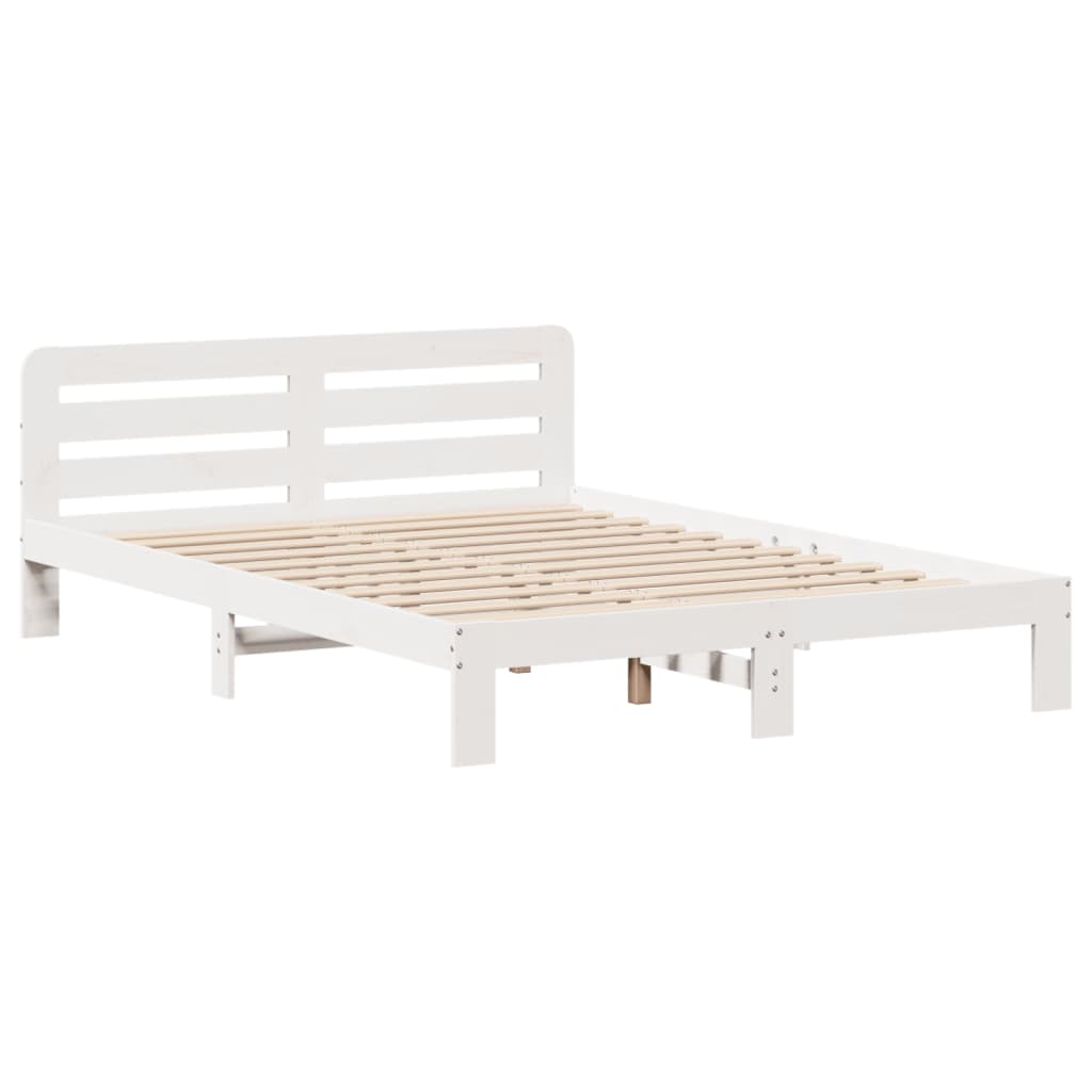 vidaXL fehér tömör fenyőfa ágy matrac nélkül 140x190 cm