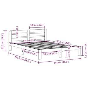 Postel bez matrace bílá 140 x 190 cm masivní borovice - obrázek 9
