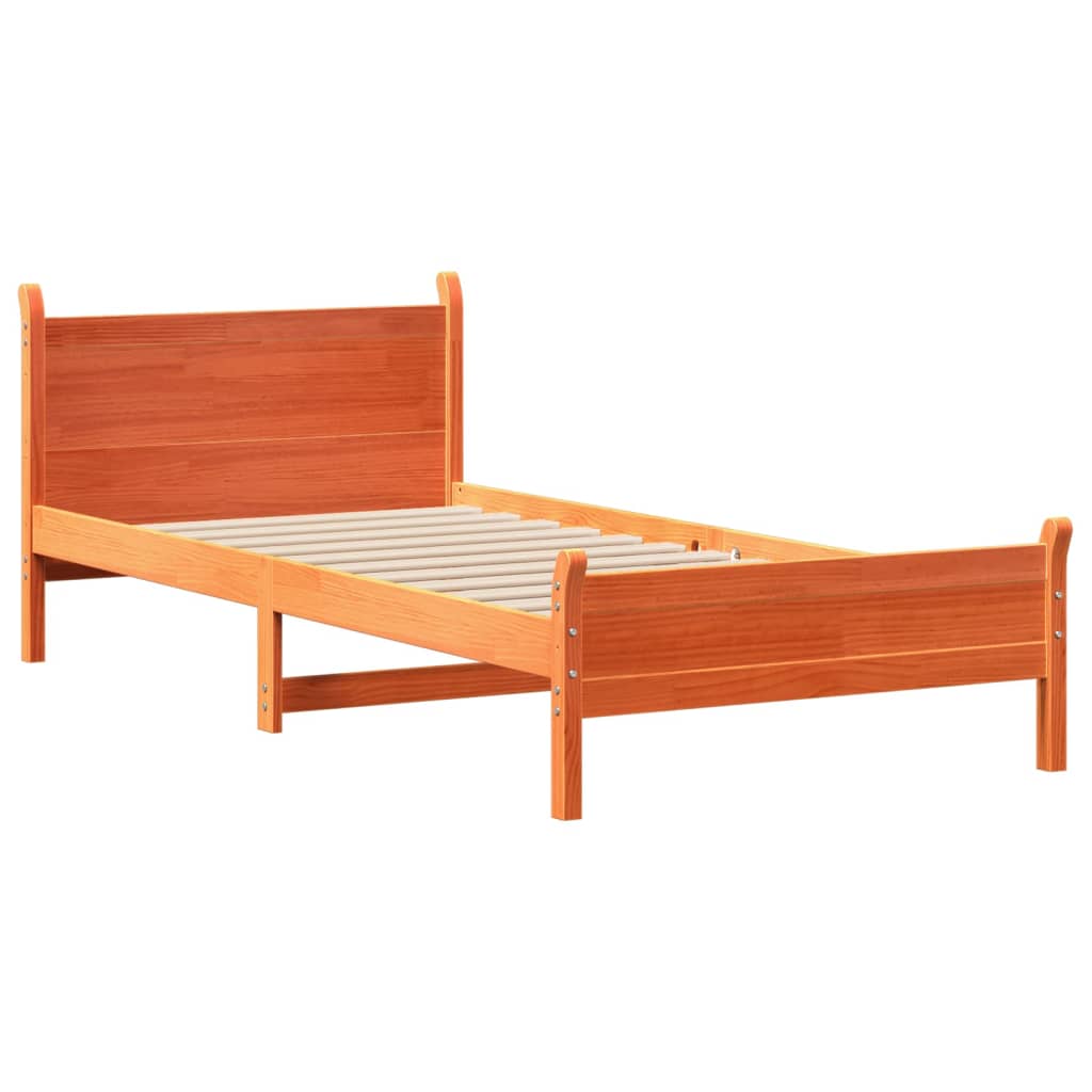 vidaXL Bedframe zonder matras massief grenenhout wasbruin 100x200 cm afbeelding