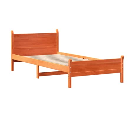 vidaXL Cama sem colch&atilde;o 90x200 cm pinho maci&ccedil;o castanho-mel