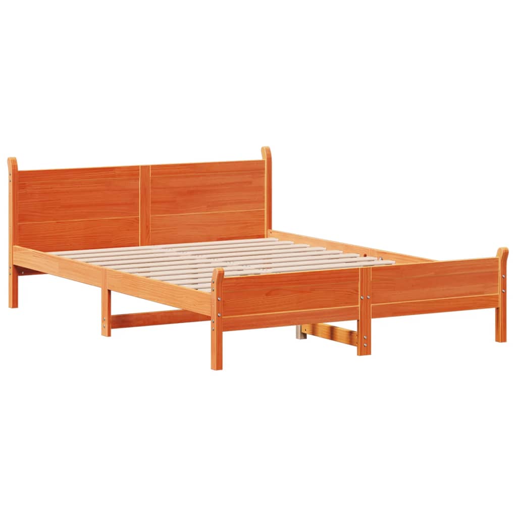 vidaXL Bed met matras massief grenenhout wasbruin 140x190 cm afbeelding