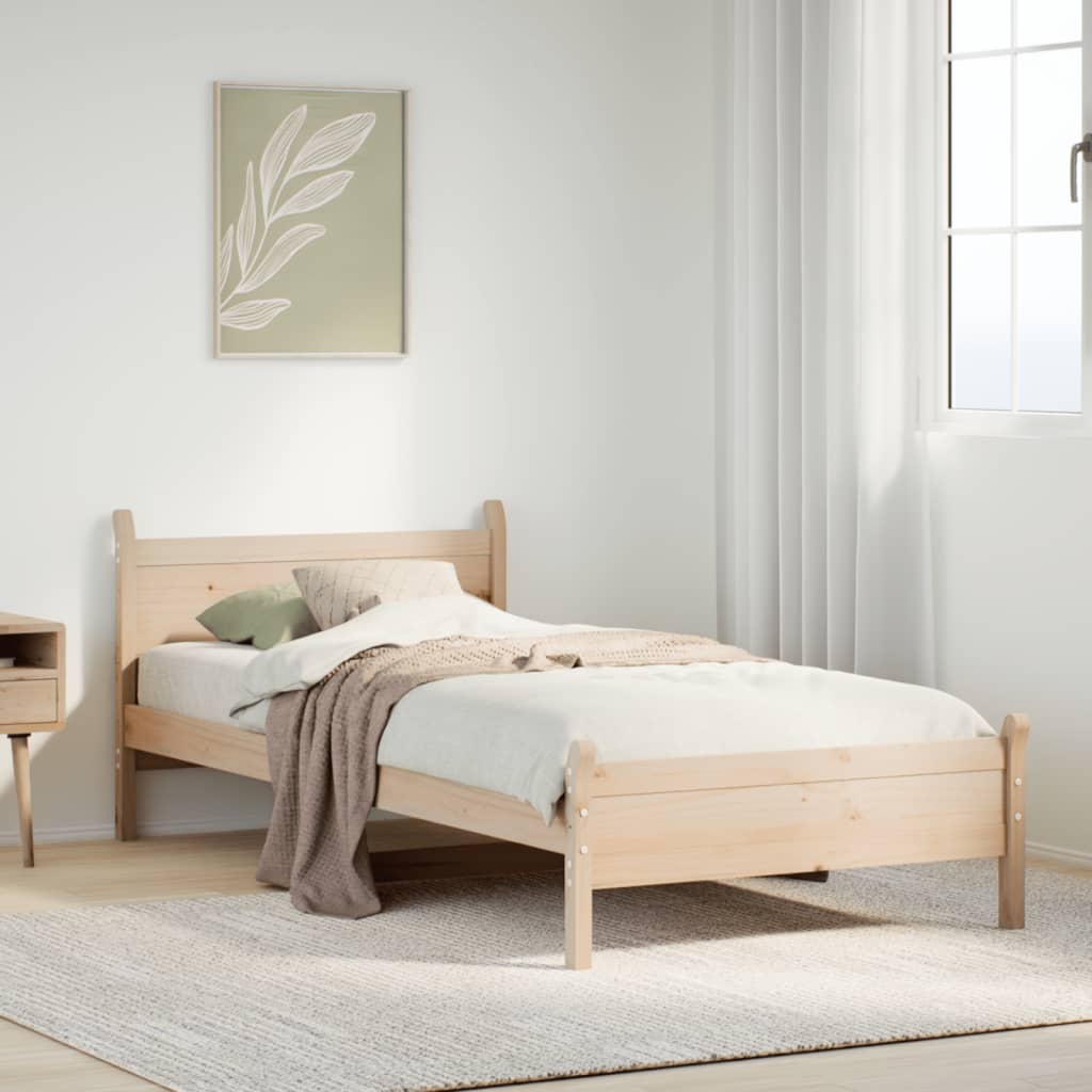 vidaXL sengeramme uden madras 75x190 cm massivt fyrretræ