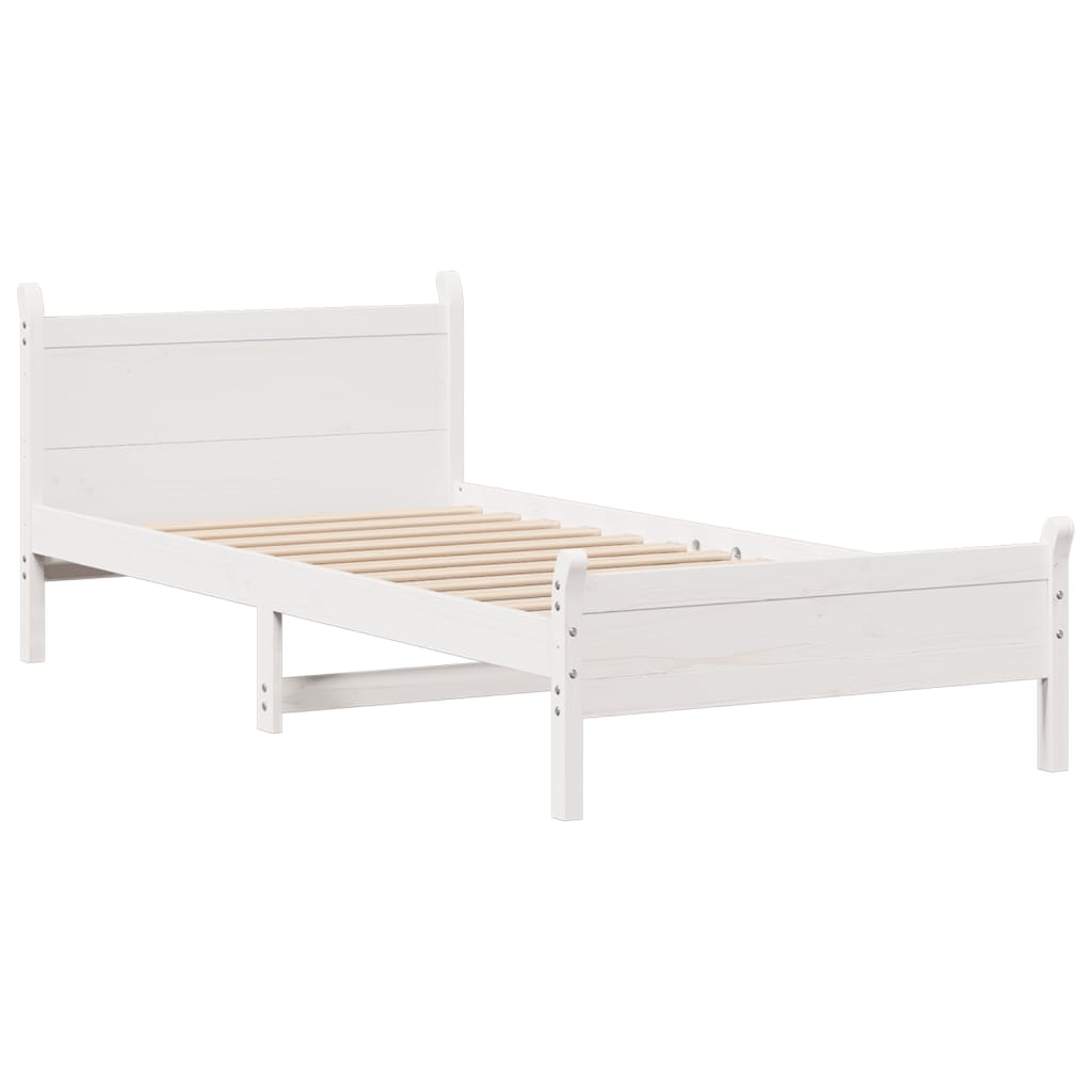 vidaXL Bedframe zonder matras massief grenenhout wit 75x190 cm afbeelding