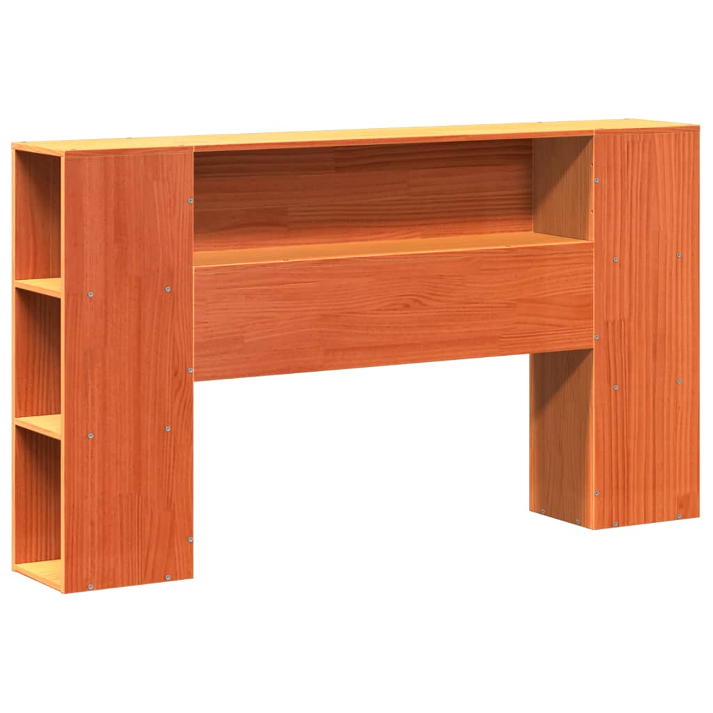 vidaXL Hoofdbord met opbergruimte 135 cm massief grenenhout wasbruin afbeelding