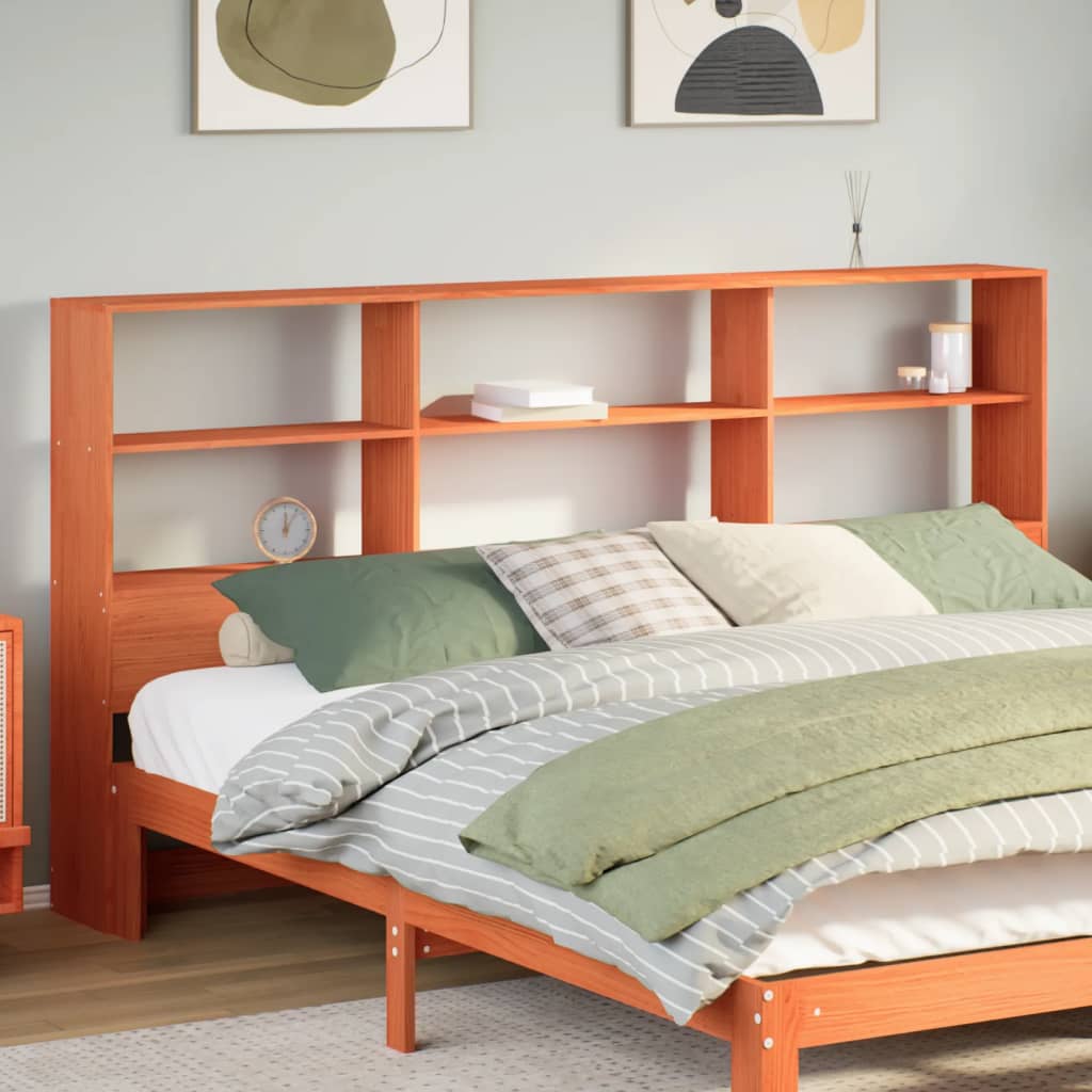vidaXL Kopfteil mit Stauraum Wachsbraun 200 cm Massivholz Kiefer