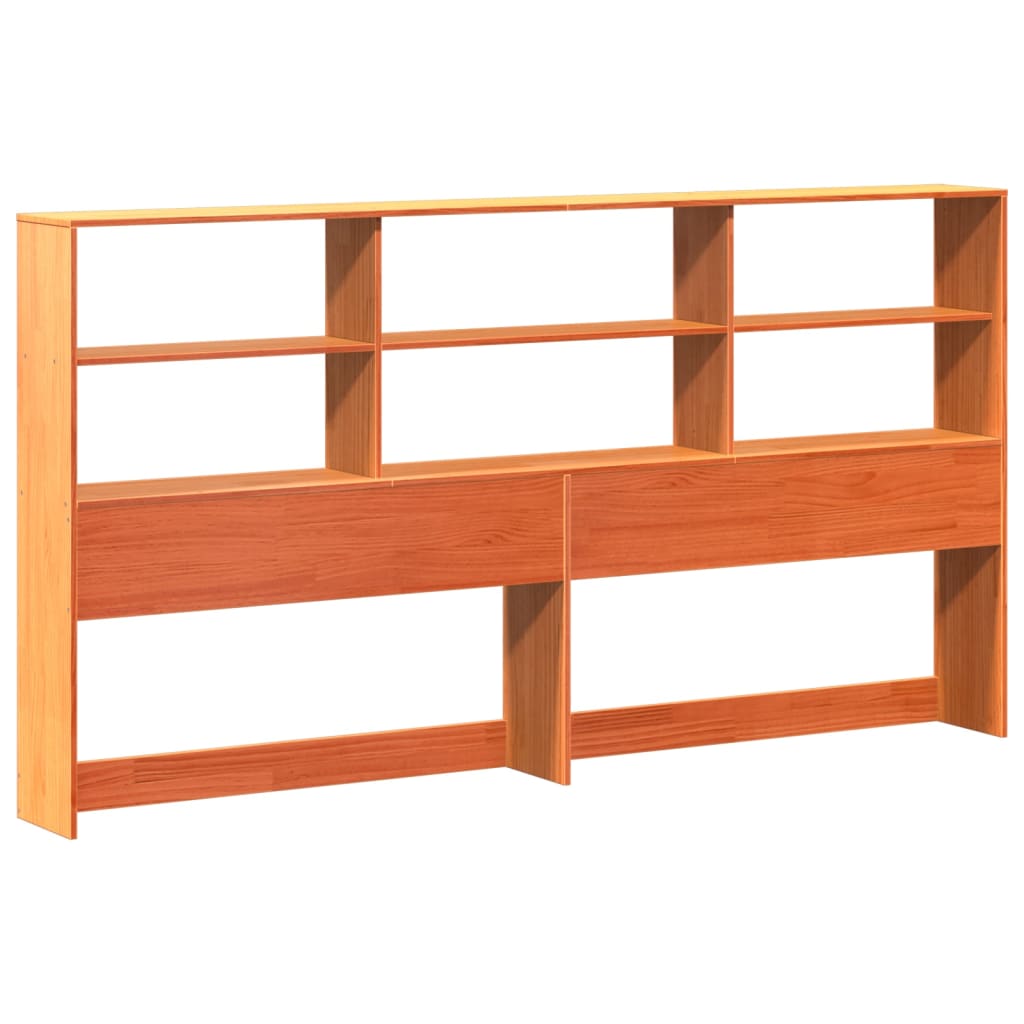 vidaXL Hoofdbord met opbergruimte 180 cm massief grenenhout wasbruin afbeelding